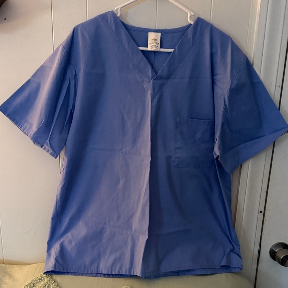 Blue V-Neck Scrub Top